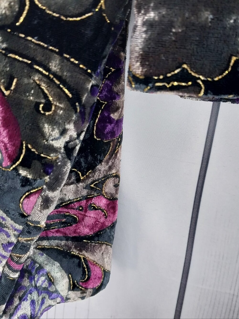 Paquette Vintage Retro 80’s Velvet Floral Burnout Button-Front Cropped Jacket - Picture 5 of 9